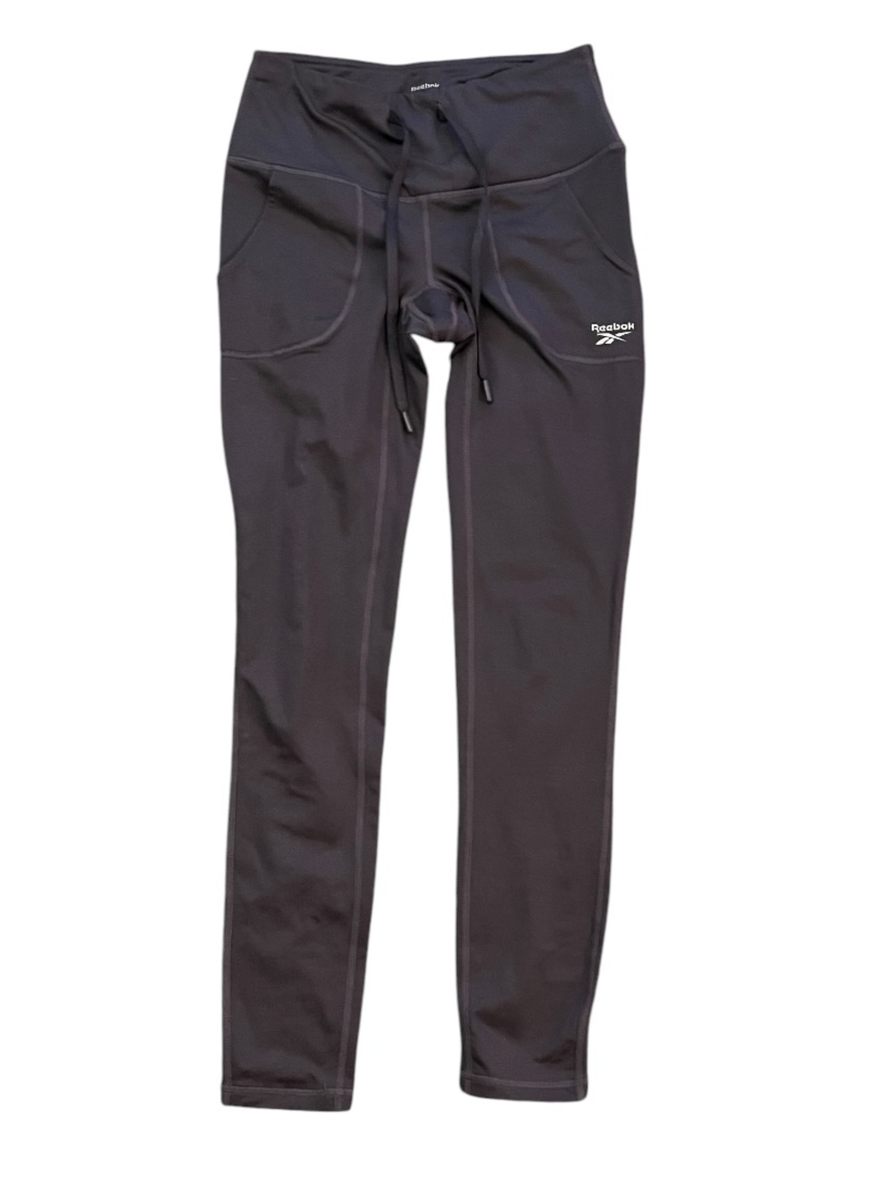 Reebok Drawstring Leggings Athletic Stretch Gray XS